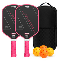 Raket Pickleball Serat Karbon T700 Profesional Ringan Inti Polimer Sarang Lebah Ofensif untuk Luar Ruangan Grosir