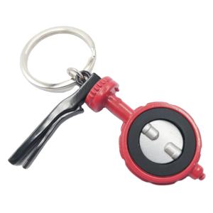 Usine personnalisée rouge Mini 3D Valve filature porte-clés en métal rotation à 360 degrés porte-clés avec gravure cadeau pour les entreprises - Product Image 1