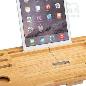 Plateau de baignoire en bambou extensible et durable Plateau de baignoire de luxe avec baignoire latérale extensible Plateau organisateur de bain de haute qualité - Product Image 5