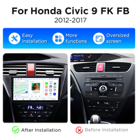 Radio con Carplay Inalámbrico Junsun para Honda Civic 9, Radio Android para Honda Civic 9 FK FB 2012-2017, Autoradio Multimedia con Navegación