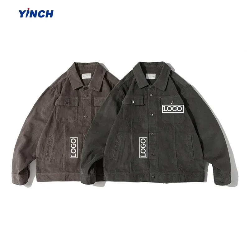 LAYENNE Custom alta qualità velluto a coste girocollo abbigliamento da lavoro 3D tascabile in stile giappone Casual in tinta unita con risvolto