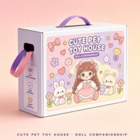 Niedliches Haustier-Spielzeughaus Puppen-Geschenkbox mit Stoffgriff Maßgefertigte Kawaii Kartonverpackung