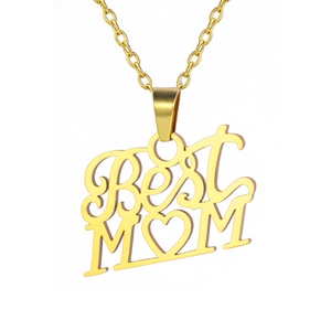 Cadeau pour la fête des mères, collier tendance avec pendentif BEST MOM, colliers en acier inoxydable, collier avec pendentif en forme de cœur et de fleur - Product Image 5