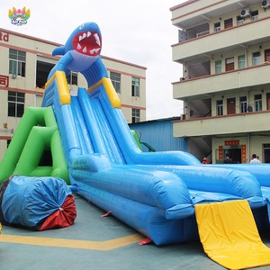 AIRFUNPRO Toboggan aquatique gonflable commercial sur le thème des requins, en PVC écologique, super long <span class=keywords><strong>de</strong></span> 30 mètres, pour usage commercial, 10 personnes - Product Image 1