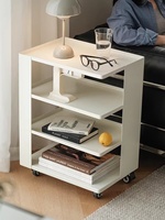 Table d'appoint mobile rotative en acier inoxydable, style minimaliste italien moderne, avec roulettes, multi-niveaux, pour salon ou chambre à coucher