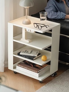 Table d'appoint mobile rotative en acier inoxydable, style minimaliste italien moderne, avec roulettes, multi-niveaux, pour salon ou chambre à coucher - Product Image 3