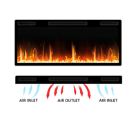 Cheminée électrique 1500W avec télécommande en acier pour maison et hôtel Décoration bois Simulation flamme dans les tailles 42/50/60/72
