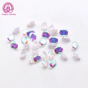 Warna AB fantastis batu CZ 2x3mm sampai 13x18mm potongan berlian oval grosir batu zirkonia kubik longgar untuk menandai perhiasan