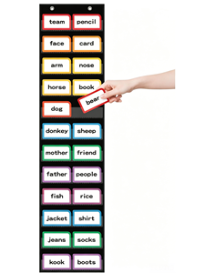 Classroom Words Pocket Chart with 12 Clear Pockets, Black Standard Pocket Chart for Classroom and Home for Sentence <b>Strips</b> - Product Image 1