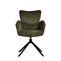 Fauteuil pivotant moderne et élégant à dossier haut, chaise de salle à manger rembourrée avec base en métal enduit noir stable