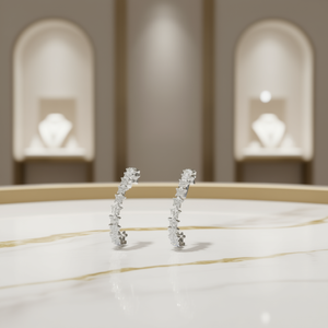 Boucles d'oreilles Star Huggie en or blanc, argent 925, cristal, strass, micro-incrustation, tendance, pour femmes, à porter tous les jours - Product Image 2