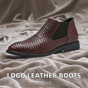 Bottines <span class=keywords><strong>Chelsea</strong></span> en <span class=keywords><strong>cuir</strong></span> véritable avec logo personnalisé pour hommes, chaussures en caoutchouc Camisa avec boucle - Product Image 2