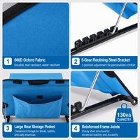 Chaise de plage Oxford portable et pliable pour l'extérieur, avec dossier réglable, antidérapante, résistante à l'humidité, design métallique moderne