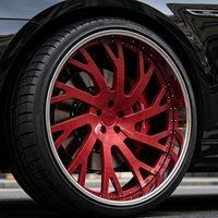 Jantes forgées sur mesure 2 pièces SL 28X10 30X9.0 30X10 5x127 rouges à rayons usinés et lèvre profonde polie pour véhicules haut de gamme