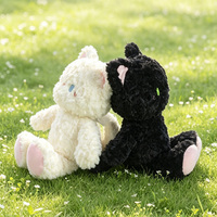 Coussin en peluche super doux à thème chat mignon, motif floral, poupée chat noir et blanc, cadeau transfrontalier, jouet coussin doux