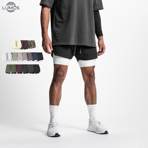 Pantalones Cortos Deportivos de Gimnasio para <span class=keywords><strong>Hombre</strong></span>, de Nailon, Doble Capa, Transpirables, con Logotipo Personalizado al por Mayor - Product Image 2