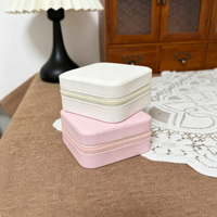 Boîtes à bijoux carrées en cuir PU faites à la main, mignonnes et élégantes, étui de voyage tendance, pochette de rangement pour cadeaux