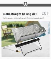 Barbecue à gaz en acier inoxydable de type V 3mm Ultra mince Compact Barbecue pliant en forme de X et foyer 2 en 1 Portable