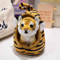 Jouets en peluche d'animaux de la jungle, simulation de Noël, petit tigre, peluche pour animaux de compagnie, nid en peluche, jouet amusant, poupée girafe, poupée léopard, poupée lion, cadeau pour enfants