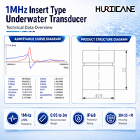 Transducteur ultrasonique subaquatique de type insertion 1 MHz avec indice de protection IP68, boîtier en acier inoxydable 304 pour débitmètre et mesure de distance sous-marine