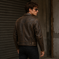 Veste de moto en cuir décontractée pour homme, coupe ample, avec fermeture éclair et boutons sur le devant, collection automne, marque privée ODM