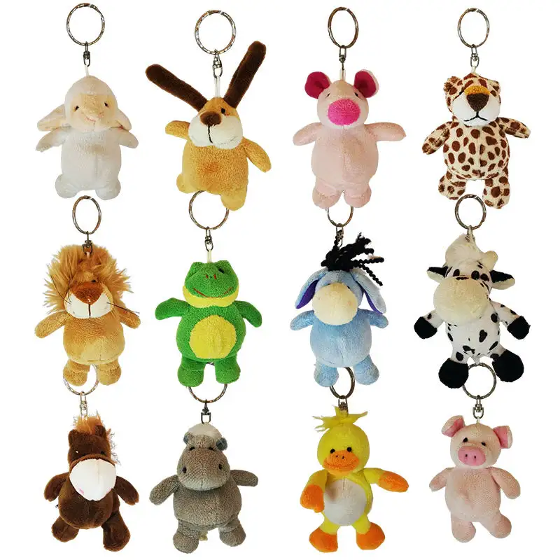 OEM doldurulmuş hayvan peluş anahtarlık oyuncak 10cm peluş kaplan Monkey maymun anahtarlık peluş oyuncaklar