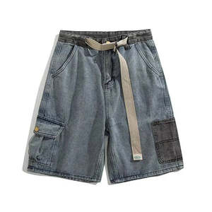 Men's Woven Cargo Shorts Mid Waist Drawstring Denim Solid Color Casual Style Pockets Breathable Cotton <b>Canvas</b> XXS - Product Image 1