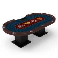 Table de poker Texas Hold'em YH noire à base ovale carrée - Table de poker professionnelle de casino avec porte-gobelets 10 places