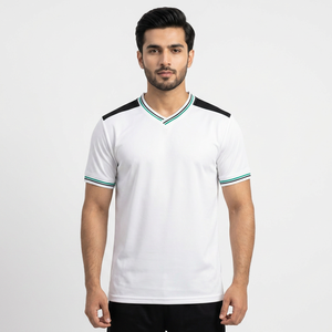 Camiseta de malla unisex personalizada, corta, oversize, con cuello en V, estilo vintage, retro, streetwear, deportiva, para fútbol, de fábrica - Product Image 1