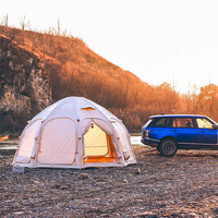 Tente de camping portable d'extérieur avec tissu Oxford imperméable, dôme gonflable à colonnes d'air, équipement octogonal