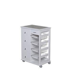 Carrito de Almacenamiento Moderno MASLEGNO de Madera Maciza de Haya con Superficie de Azulejos, Ruedas de Plástico y Asas de Hierro para Espacios Organizados - Product Image 2