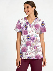 Ensemble de blouses médicales pour femmes, col en V, imprimé floral, uniforme médical pour hôpital/clinique, uniformes d'hôpital confortables - Product Image 4