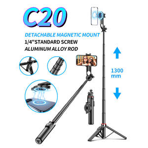 Trípode Magnético de Aleación de Aluminio de 1.3M para Selfies con Rotación de 360° °   Trípode para Teléfono con Palo Selfie para Grabación Horizontal y Vertical de Videos - Product Image 1