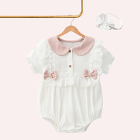 Vêtements pour bébés filles de 0 à 6 mois Barboteuse à boutons en tricot pour bébés Combinaison en coton Barboteuse à bulles bouffantes pour bébés filles