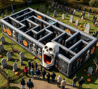 Château gonflable labyrinthe hanté pour le plaisir, labyrinthe gonflable d'Halloween personnalisé, jeu de labyrinthe gonflable portable