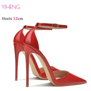 Yüksek dereceli parlak yüksek topuklu bayan sandalet kadın pompaları Stiletto tatlı kadın topuklu düğün Shoes12cm