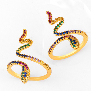 Regolabile anello del serpente zirconia anello colorato uomini serpentina aperta squilla i monili segni di potere di stile turco - Product Image 2