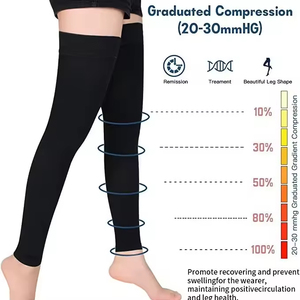 Fábrica 20-30 mmHg Graduado Mujeres Nylon <span class=keywords><strong>Muslo</strong></span> Alto Punta abierta <span class=keywords><strong>Medias</strong></span> de compresión Calcetines <span class=keywords><strong>para</strong></span> venas varicosas - Product Image 3