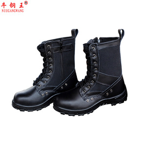 Botas de seguridad Niugangwang para hombre con punta de acero, resistentes a pinchazos, suela de goma antideslizante, con cordones, para trabajo. - Product Image 1