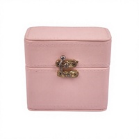 Étui à bijoux portable en velours fait main avec logo personnalisé, fermeture à fermoir pour ranger bagues et boucles d'oreilles, couleur personnalisable