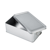 Boîte en fer blanc givré carrée de qualité alimentaire avec logo personnalisé, impression offset, fermeture à bouton coulissant, pour thé, café, chocolat, gâteau, sucre