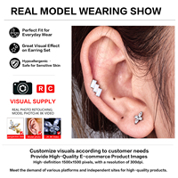 Boucles d'oreilles sans filetage en titane de qualité implant G23 ASTM F136, plaquées or 18K 24K, bijoux de piercing labret à tige poussoir pour femmes