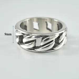 แหวนสปินเนอร์สำหรับผู้ชายแหวนชายทำจากเงินแนววินเทจทำจาก316L