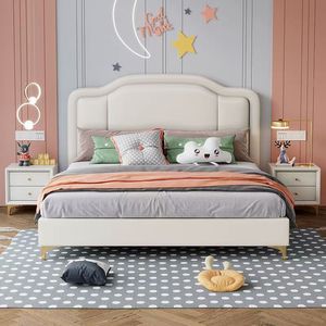 2025 venta al por mayor cama para niños cama de diseño Simple moderno para niños cómodos muebles de dormitorio de cuero conjunto en dormitorio de niños - Product Image 1