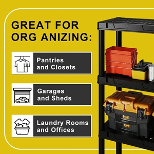 Verstelbaar zwaarlast opbergrek, plastic schappenrek, plastic opbergplanken, schappenunit, verstelbaar multifunctioneel rek voor de garage - Product Image 6