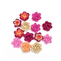 Appliques de fleurs au crochet faites à la main, patchs de fleurs en raphia tissé pour l'artisanat et la décoration, projets DIY