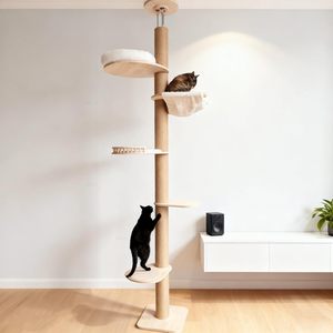 Árbol rascador de madera para gatos al por mayor, estructura de escalada interior de madera para gatos - Product Image 1
