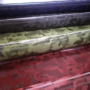 New Weave Yellow Red Blue Camo Carbon Fiber Fabric 1m Wide 240gsm Camouflage Jacquard Hybrid Carbon Fiber Fabric