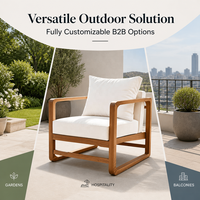 Chaise longue d'extérieur moderne en bois d'acacia massif, confortable, minimaliste, avec coussin blanc pour villa, patio, salle à manger