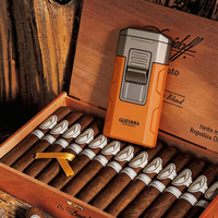 En stock, livraison rapide, briquet à cigare portable coupe-vent, torche à flamme jet, rechargeable, avec poinçon à 3 calibres